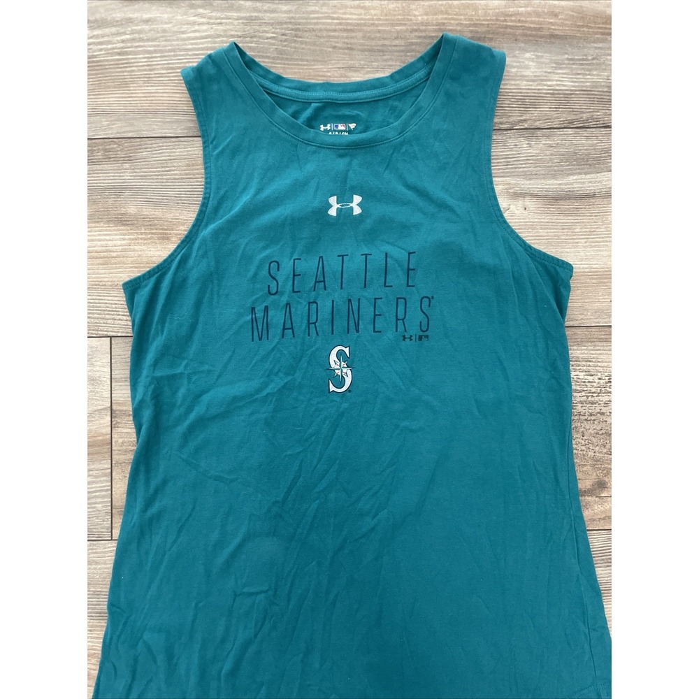 Under Armour Seattle Mariners HeatGear Tank Top Teal Womens Small Cutout Back - Picture 3 of 5